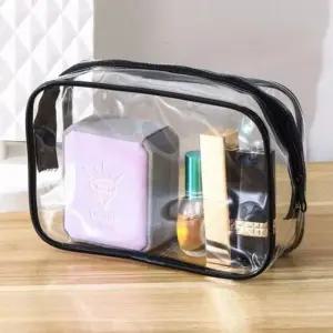 여행용 파우치 인쇄 문구 세면백 투명 소 블랙프레임 (WFKE41T)