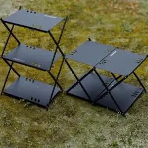 접이식 캠핑 선반 3단 폴딩 테이블 다용도 택티컬 카키