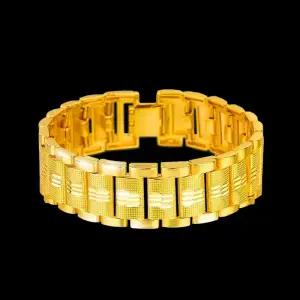 [퍼니메이커]18k특수압축도금 팔찌 남자 남성 맨즈스퀘어 순금 금 24K 두꺼운 굵은