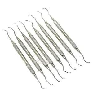 프리미엄 독일 스테인리스 스틸 치과용 그레이스 큐렛 세트 수의기 키트 그레이시 치주용 더블 엔드 중공