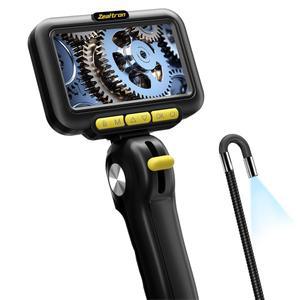 게일트론 양방향 관절 보어스코프(라이트 포함), 0.24인치 / 6.2mm 프로브 포함 5인치 IPS 스크린 산업용 내시경, 벽 자동차용 5피트 고탄성 뱀 케이블 검사 카메라
