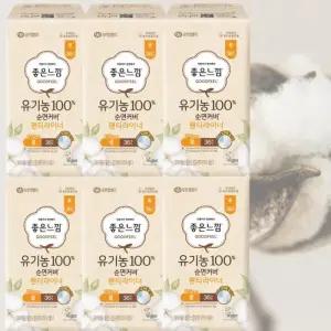 [좋은느낌] 좋은느낌 유기농 순면커버 데일리 라이너 롱 36매 x 6팩