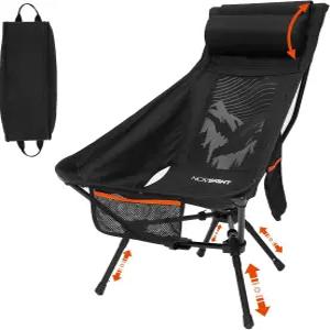 NOVIGHT 캠핑 의자 - 접이식 휴대용 헤드레스트가 있는 하이백 성인 하이킹 배낭여행을 위한 야외 편안한