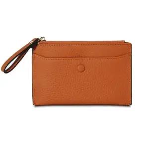 카드지갑 미니 가죽 지퍼 선물 심플 라이트브라운탄 (WFKDXYY)