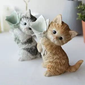 프로포즈 꽃다발 스타일 고양이 장식품 1P 고품질 인