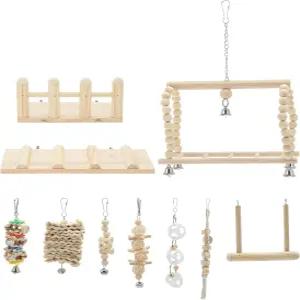 리뉴리바이탈 코카티엘 장난감 새 등반 사다리와 씹는 플랫폼 앵무새 그네 버저리가르 콘큐어 러브 버드