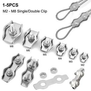 2-5pcs 방수 스테인레스 스틸 와이어 로프 클립 싱글/더블 그립 케이블 클램프 척 잠금 M2-M6 하드웨어 패