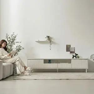 [지베스]밀크 사각 템바보드 거실장 2000