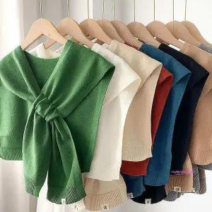 포켓 케이프 어깨 숄 페이크 심플 가디건 니트 크로스 어깨숄def090