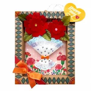 입체액자 카네이션 꽃다발 메모리 함 꽃 모양 포토 프레임 기념일 장식품 축하 카드 공예