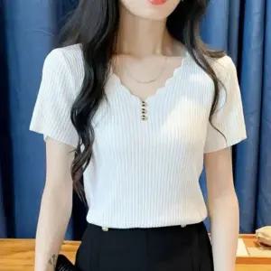 모던앤리브 여성 반팔 골지 니트티 티셔츠 반팔티셔츠 여름