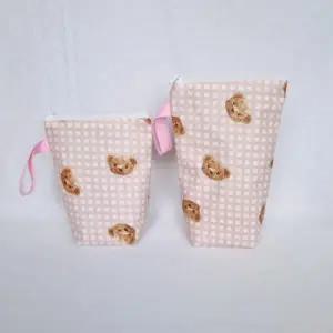 ( )핑크체크곰 방수파우치 물통파우치