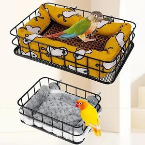 1개 알로이 코지 앵무새 둥지 수면 침대 메쉬 걸이식 새장 스테이션  키덜트 애완용 러브버드 칙카일 새 액