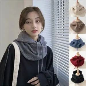 여자 넥워머 데일리 겨울 페이크후드 바라클라바 니트