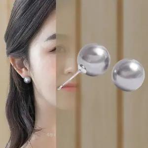 [하프클럽/]여성용 연한 회색 진주 귀걸이