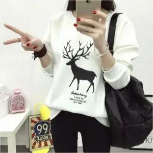 캐주얼 기모맨투맨 상의 여자 겨울 긴팔 티셔츠 2컬러