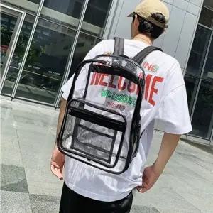 ( )블랙 투명 백팩 PVC 여름 가방 수영장 책가방 배낭 여행용 경량 물놀이 캐주얼백