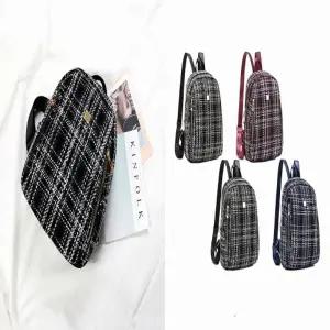 체크 백팩 오피스 출근 패턴 가방 여자 트위드