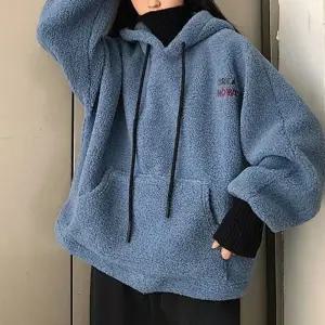 뽀글이 후리스 레이어드 소매 목폴라 겨울 여자 후드