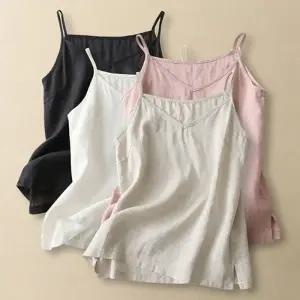 은창]린넨 혼방 레이어드 베이직 끈나시 상의 민소매 이너 여름 나시티 빅사이즈 루즈핏 여성 티셔츠 비치