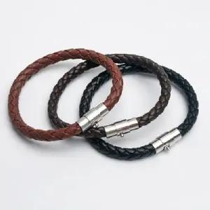 남자 원형 가죽 팔찌 더블 락 남성 시크한 패션팔찌 모던 액세서리