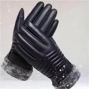 (색상 블랙)기모장갑 남자 방한 인조가죽 털안감 터치가능 겨울장갑 보온