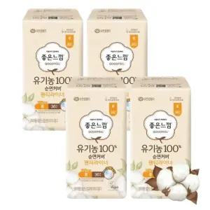 유한킴벌리 좋은느낌 유기농 순면커버 데일리 라이너 롱 36매 x 4팩