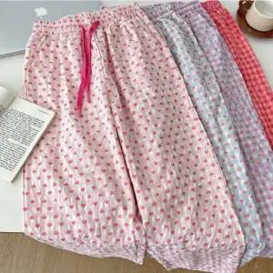 [사러왕]러블리 잠옷바지 여름 파자마 여성 잠옷 바지 체크 홈웨어 실내복 팬츠 귀여운 라운지웨어