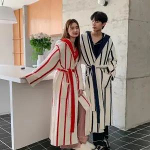 파자마 도톰 남여 커플 스트라이프 실내복 가운 SH1193