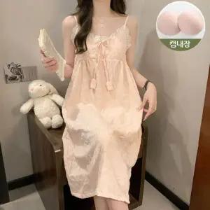 온모어 잠옷 여성 홈웨어 원피스 여름 집에서입는옷 파자마 여자 예쁜 공주 실내복 캡내장