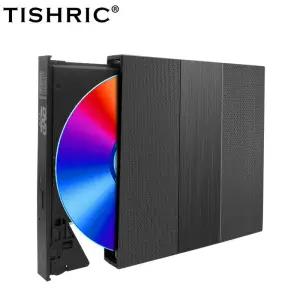 CD롬 플레이어 TISHRIC 외장 CD DVD 리더 USB 20 30 C 디스크 드 CD-ROM DVD-ROM 전용 노트북 데스크탑 PC
