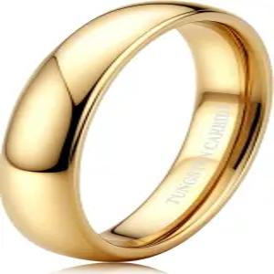 텅가리 2mm 4mm 6mm 8mm 텅스텐 웨딩 밴드 18K 금도금 스태커블 링 여성 남성용 약속 반지 돔 하이 폴리시