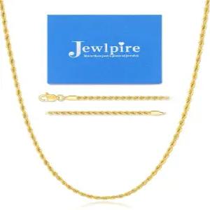 줄파이어 실버 로프 체인 14k 남성용 금 도금 목걸이 2.5mm 3mm 4mm 스테인리스 스틸 남성 16 18 20 22 24