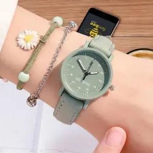 컬러 파스텔 라운드 손목 시계 여자 여성 학생 초 침