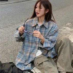 체크 카라 여성 셔츠