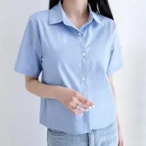 베이직 여자 반팔셔츠 크롭 여성 남방 블라우스 셔츠