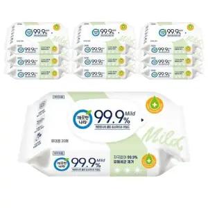 [깨끗한나라][깨끗한나라] 깨끗한나라 99.9% 클린 손소독티슈 마일드 휴대용 20매 10팩 (42931187)