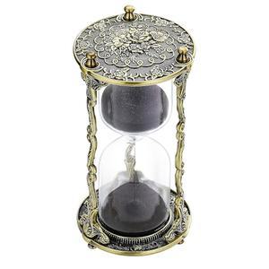 수리아오 모래시계 60분, 60분 만다라 로즈 & 판화 황동 모래시계, 메탈 언 블랙 앤티크 릴로지 드 아레나, 선물 사무실 책상 장식용 독특한 1시간 유리