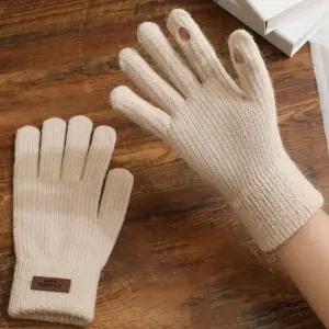 파스텔 겨울 여자 니트 털장갑 손가락장갑 보온