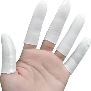 100피스 면 핑거코트 신축성 있는 반지가 달린 천 핑거 슬리브 발가락 소매 손가락 끝 보호 커버 엄지