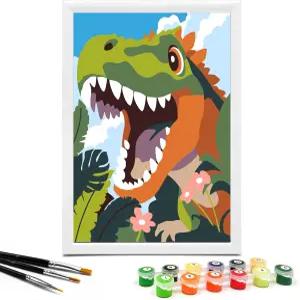 4-8세 를 위한 숫자별 나리올라 페인트 7X9.5인치 사전 인쇄 판지 아크릴 냄비 12개 페인팅 브러시 3개 용