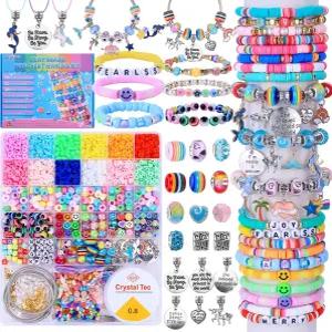 AIPRIDY 3600개 소녀 장난감 팔찌 제작 키트 유니콘/인어 주얼리 활동 우정 제작을 위한 플랫 칼리지