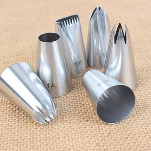 6pcs 쿠키 팁 금속 크림 장식 세트 과자 도구 스테인레스 스틸 파이프 아이싱 노즐 컵케익 헤드 디저트