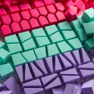 뷰렌드 바이올렛 삼각 퍼프 100P 천연 라텍스 퍼프 100P 뷰렌드 대용량 메이크업 삼각 조각 컬러 퍼프