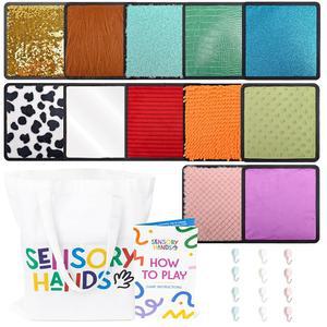 특별한 도움이 필요한 들을 위한 텍스처 감각 매트 - 학습을 8인치 컬러풀한 촉감 장난감 벽걸이 및 토트백용 접착 후크가 있는 세트 16팩 12팩(12팩)