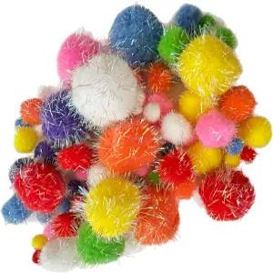 75개 프리미엄 품질 모듬 사이즈 푹신한 멀티컬러 폼폼 반짝반짝 빛나는 쉬머 취미 DIY 아트 공예 용품