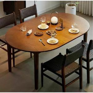 타원형 원형 확장형식탁 카페 접이식 테이블 원목 거실