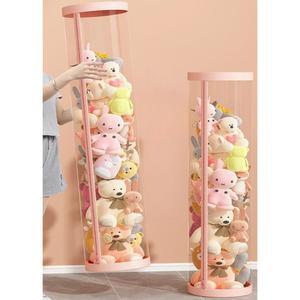 봉제인형 보관통 투명 원통 인형 바구니 수납 수납함 정리 대용량