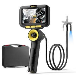 게일트론 360 조이스틱 관절 보어스코프(라이트 포함), 5인치 모니터 6.2mm 슬림 프로브 내시경 검사 카메라, 5피트 탄력성 구스넥 케이블-듀얼 배터리 팩 포함 4방향 보어스