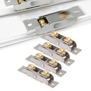 샷시부속 창문 부품 4개 더블 롤러 슬라이딩 도어 스틸 나사 오목 휠 탠덤